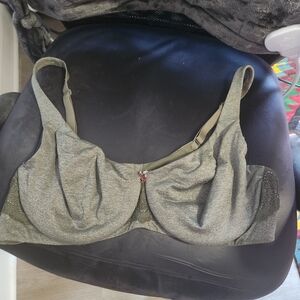 Cacique Olive Green Underwire Support Bra with Lace Trim